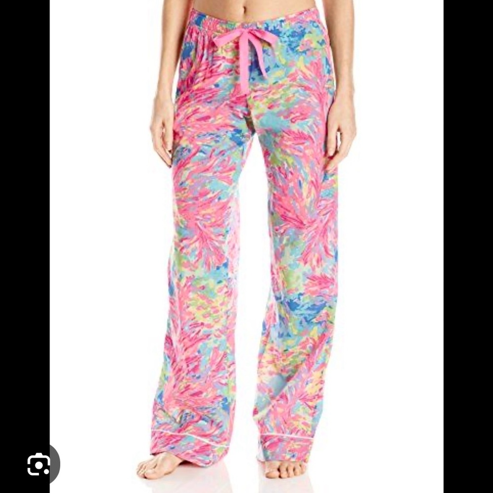 Lilly Pulitzer Sz XS Pajama Lounge Pants Wide Cotton Print